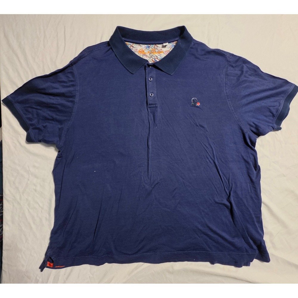 Robert Graham Men's 2XL Navy Polo Shirt Smoking Skull Embroidered Cotton